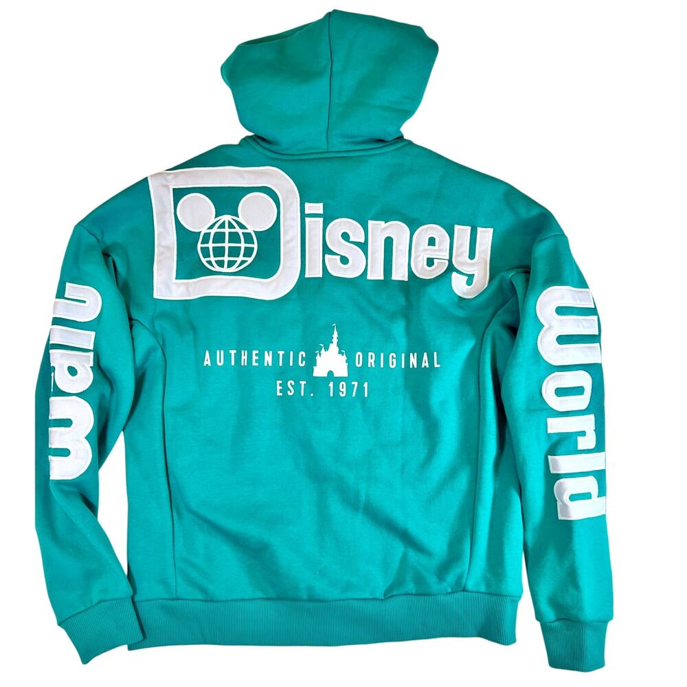Walt Disney World Castle Mickey Zip-Up Green Adult Hoodie - New - Size XS